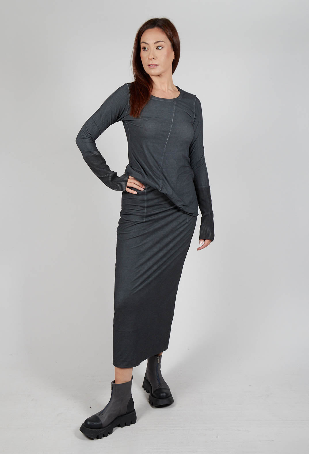 Maxi-Length Bodycon Skirt in Coal Cloud