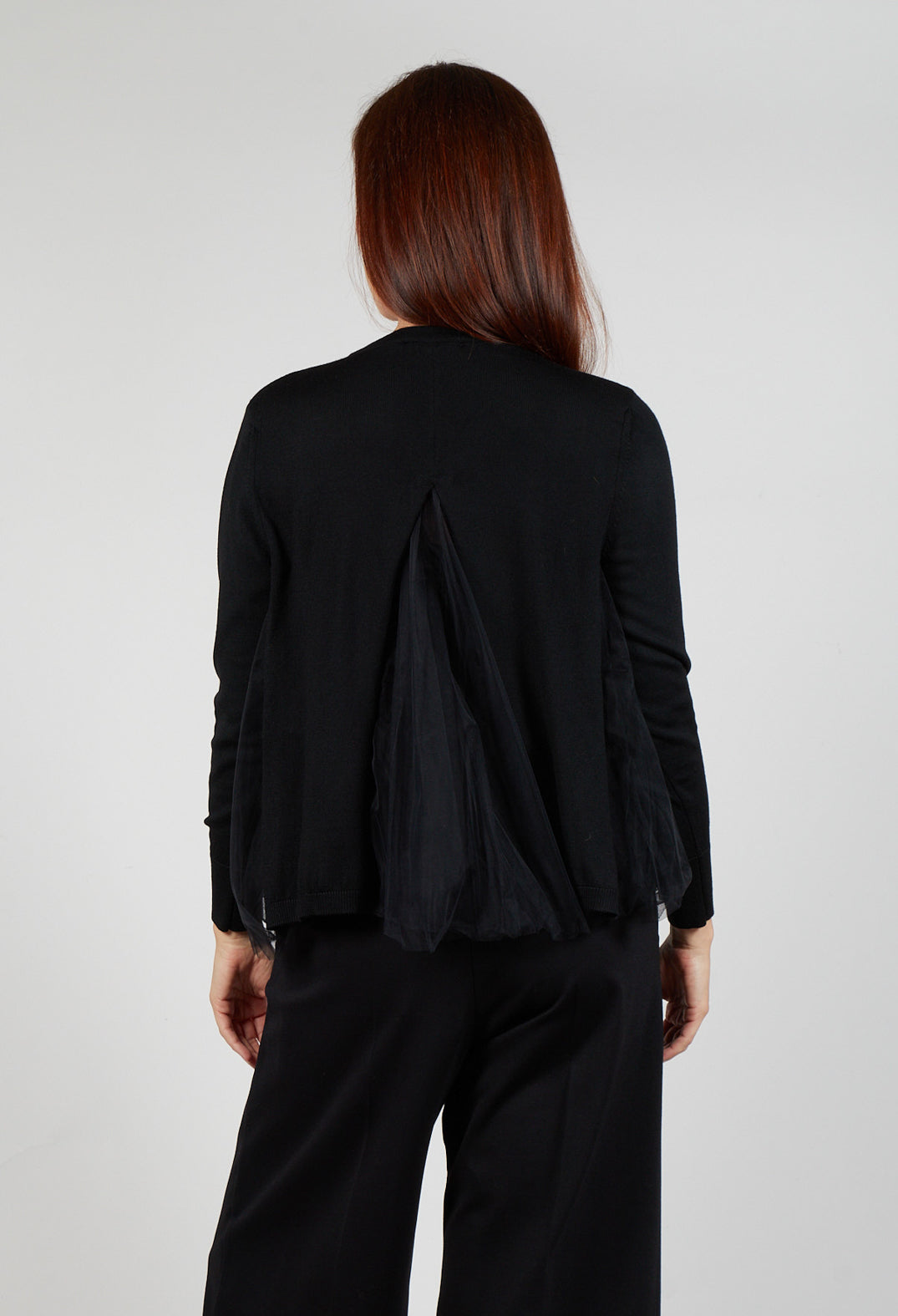 Mesh Insert Cardigan in Nero