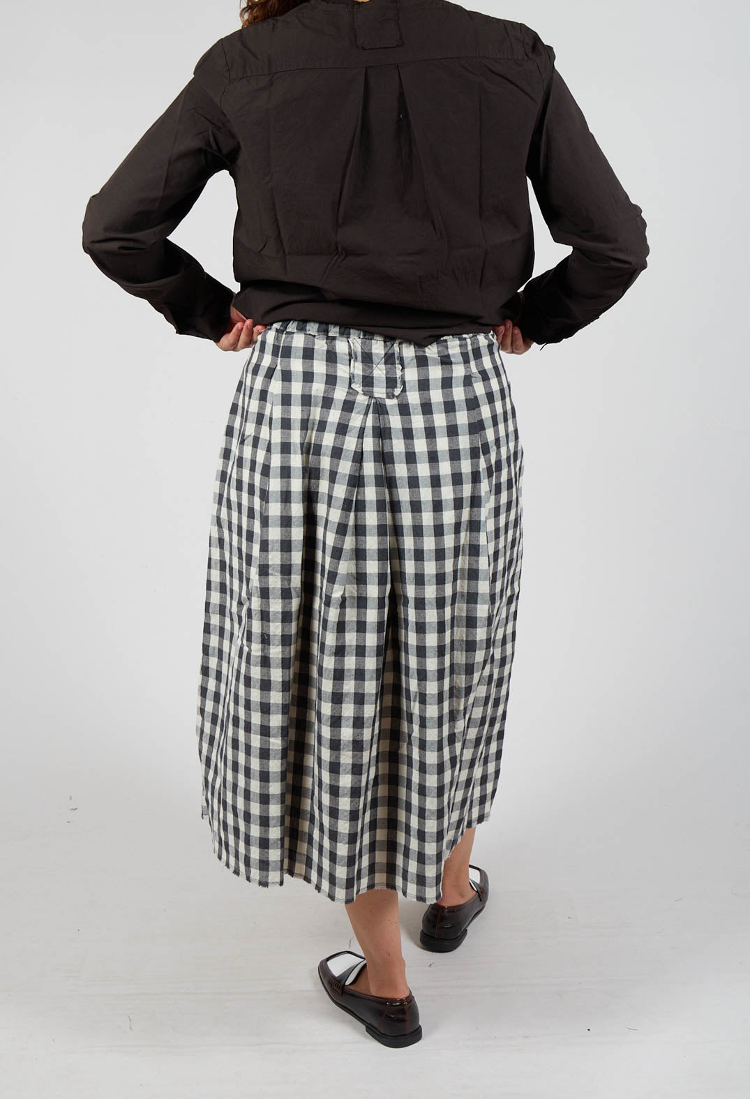 Mid Length Skirt in Asfalto Check