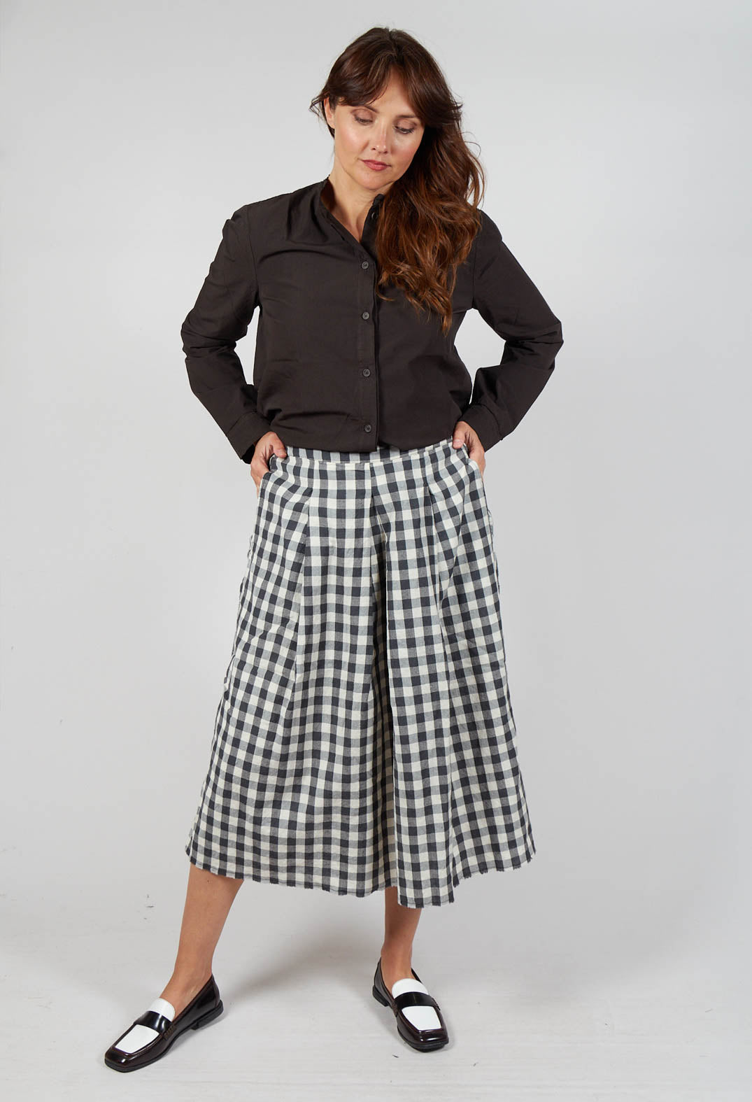 Mid Length Skirt in Asfalto Check