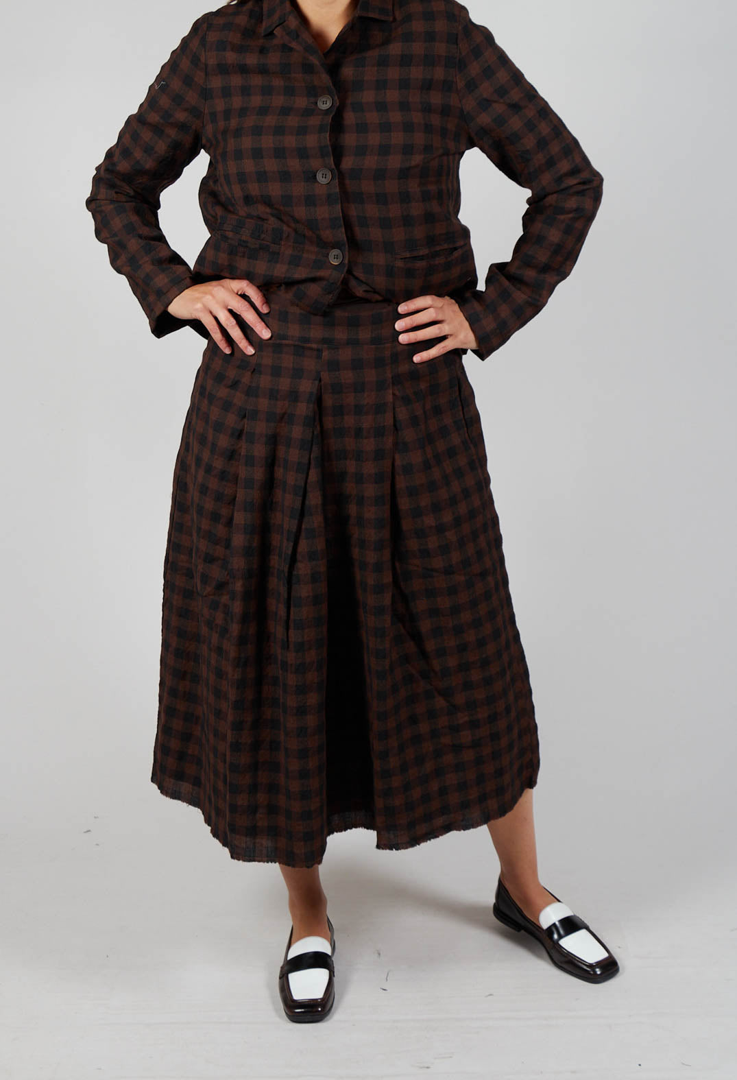 Mid Length Skirt in Ebano Check