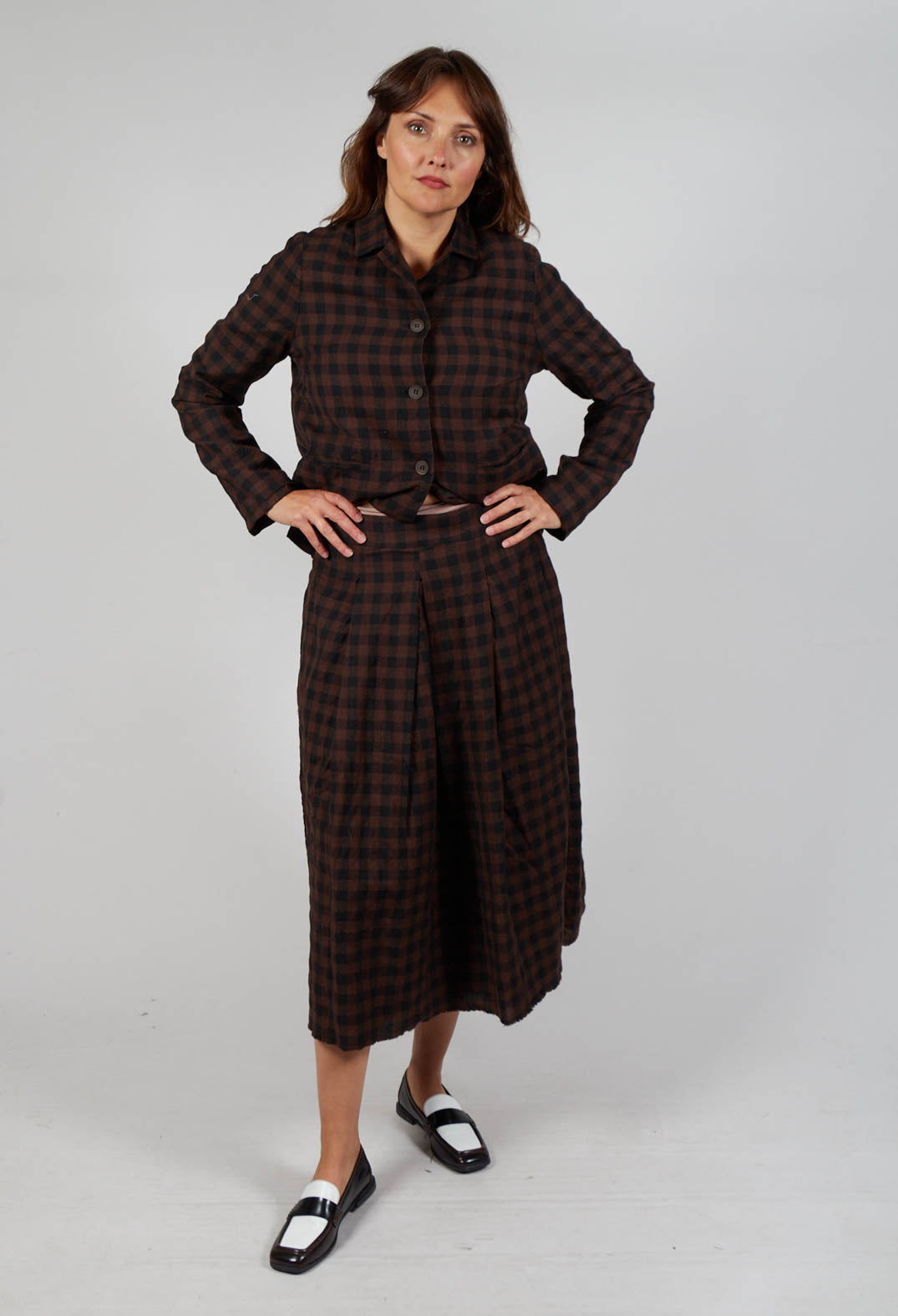 Mid Length Skirt in Ebano Check