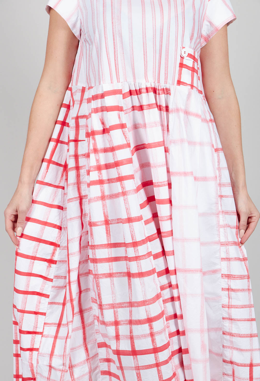 Mixed Print Picnic Dress in Red