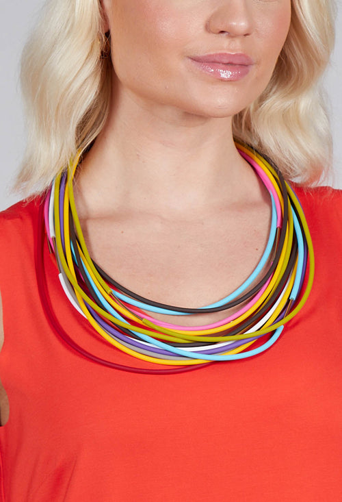 Multi Strand Rubber Necklace in Multicolour