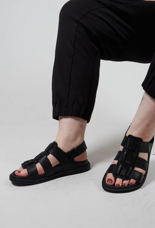 Multi Strap Sandals in Gasoline Nero