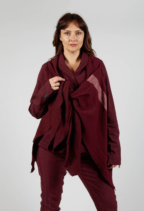 Neck Tie Contrast Stripe Jacket in Merlot