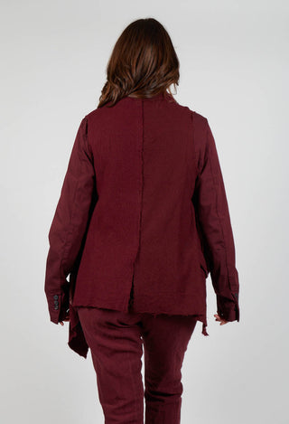 Neck Tie Contrast Stripe Jacket in Merlot