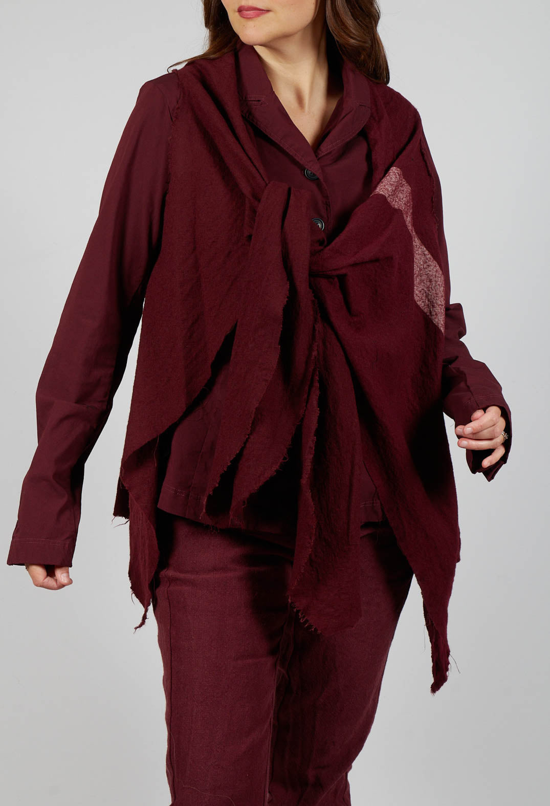 Neck Tie Contrast Stripe Jacket in Merlot