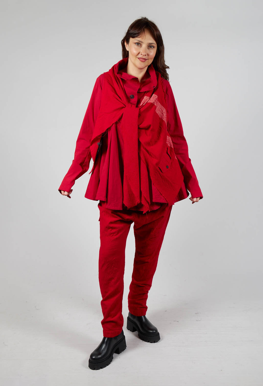 Neck Tie Jacket in Cardinal