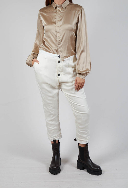 Silky Feel Cotton Trousers in Off White