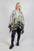 Open Front Cape in Beige and Navy Pattern