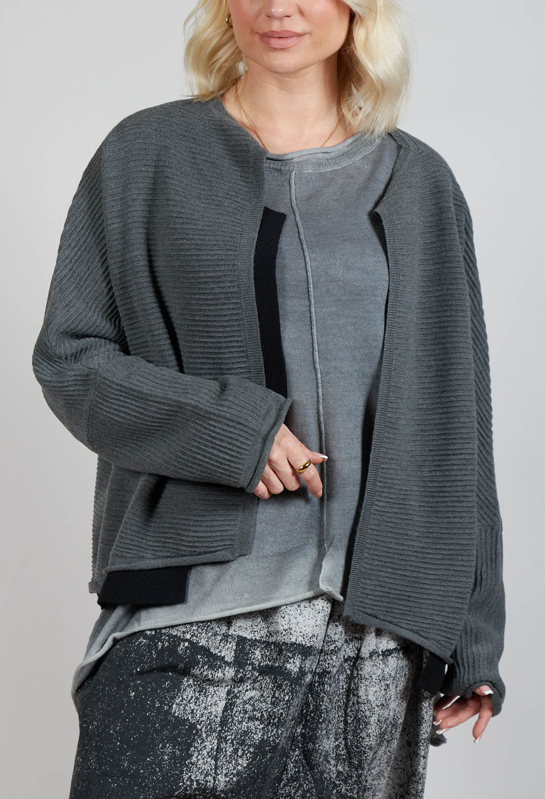 Open Front Cardigan in Grey