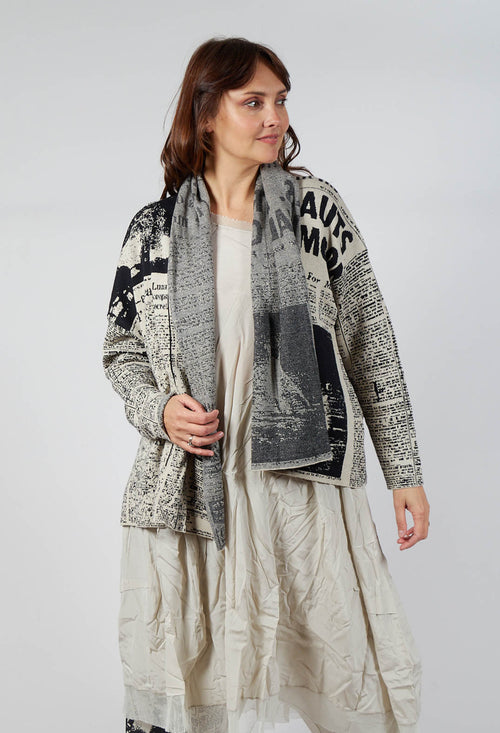 Open-Front Cardigan in Eraser Jacquard