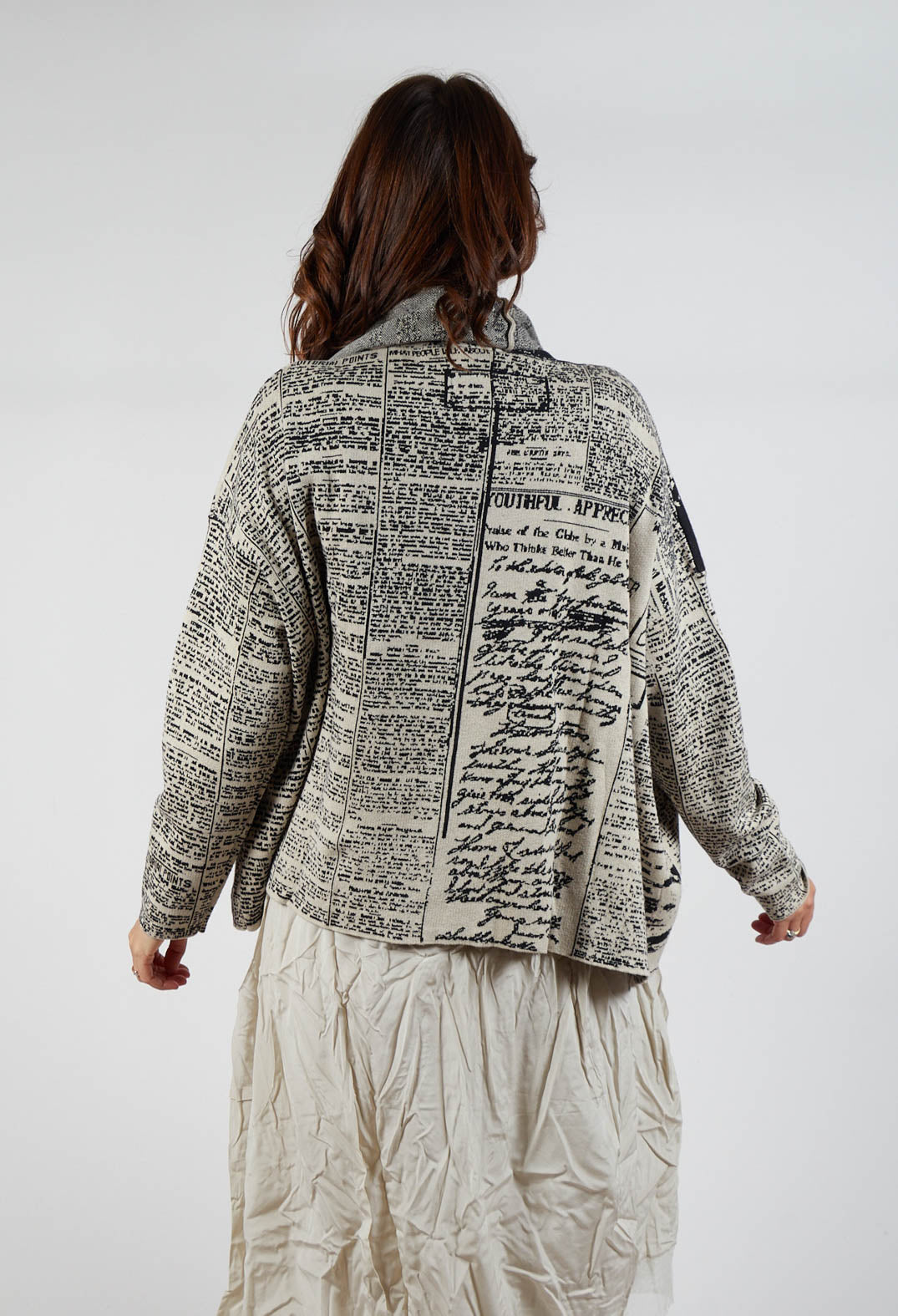 Open-Front Cardigan in Eraser Jacquard