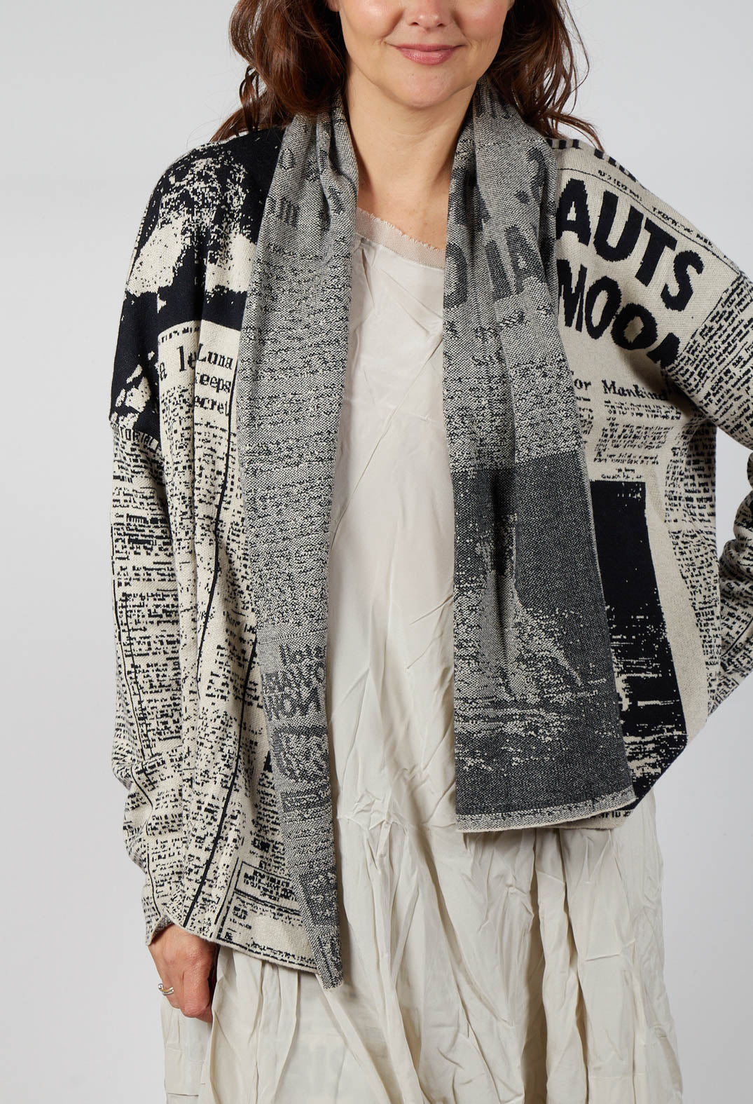 Open-Front Cardigan in Eraser Jacquard