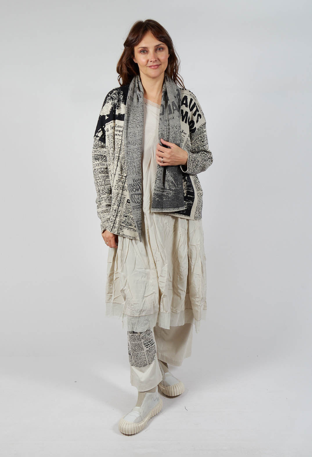 Open-Front Cardigan in Eraser Jacquard