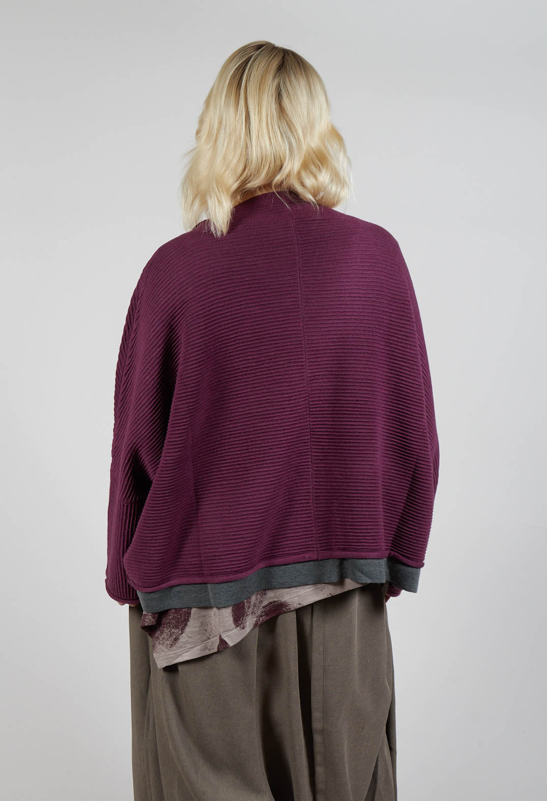 Open Front Cardigan in Purple