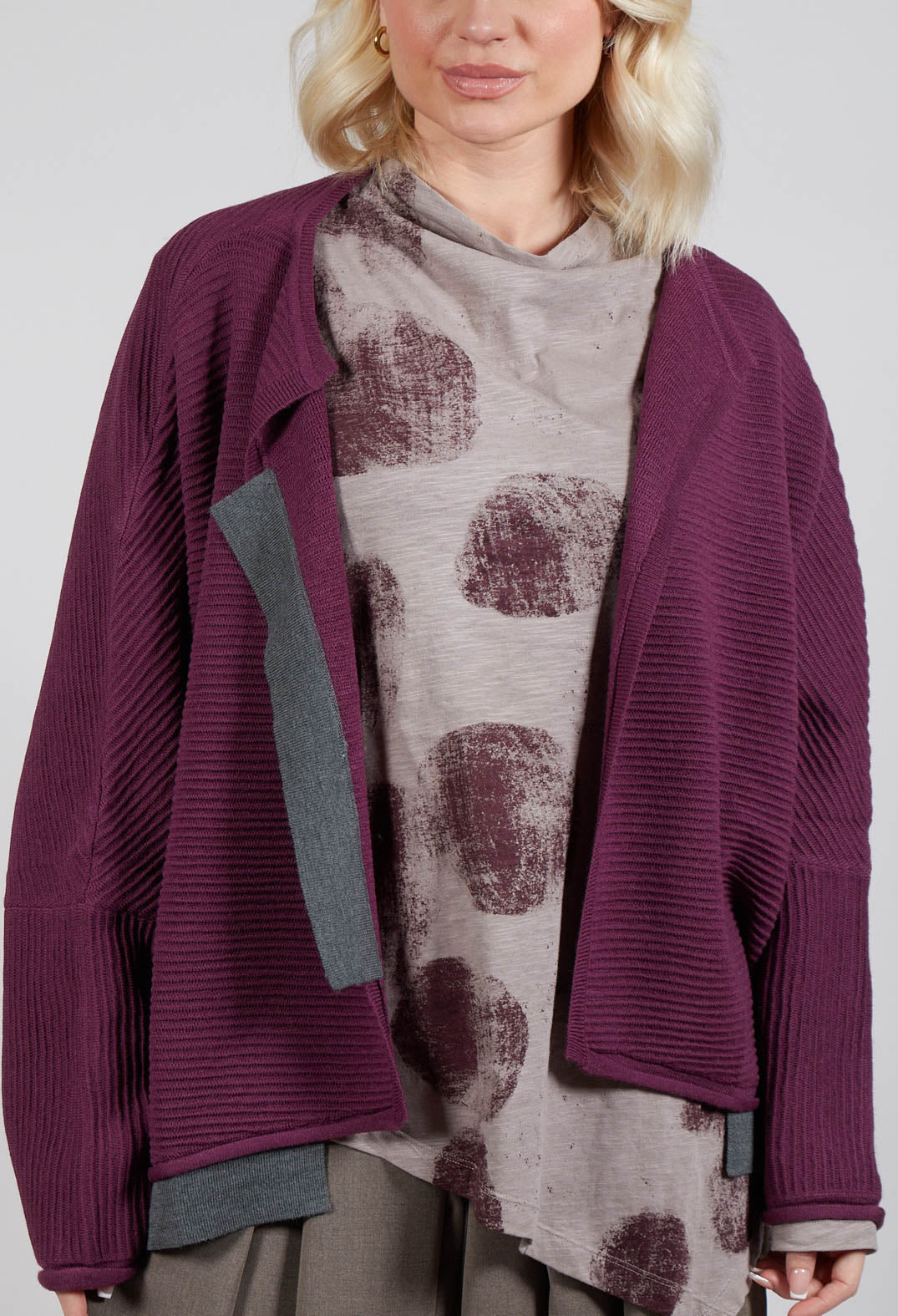 Open Front Cardigan in Purple