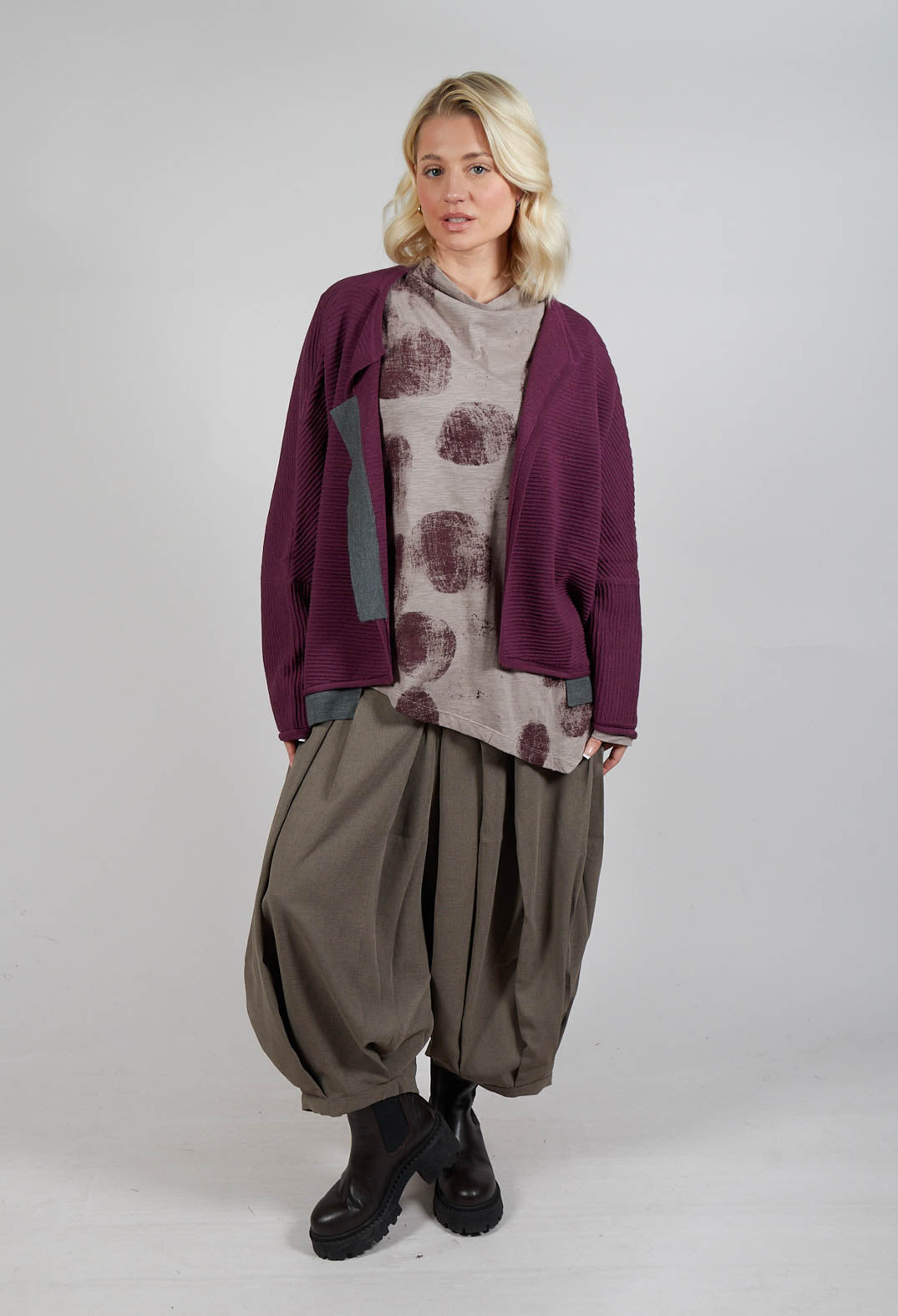 Open Front Cardigan in Purple