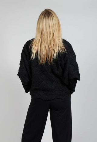 Open Knit Cardigan in  Black