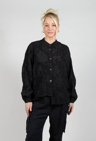 Over Shirt in Lana Folata Nero