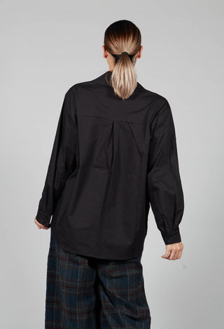 Overlay Buttoned Long Sleeve Shirt in Black