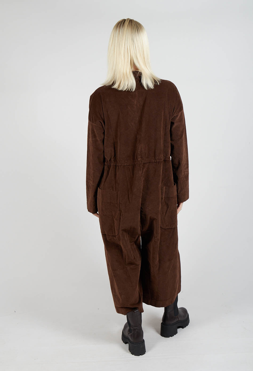 Oversized Collar Jumpsuit V in Coffee