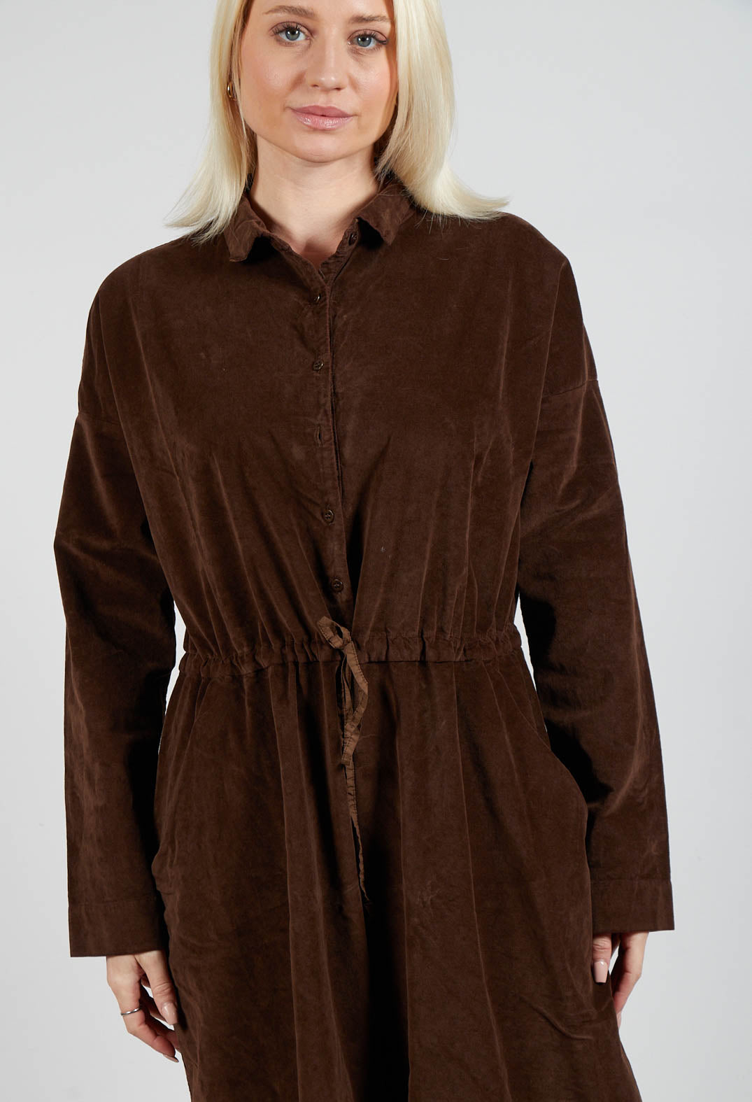 Oversized Collar Jumpsuit V in Coffee