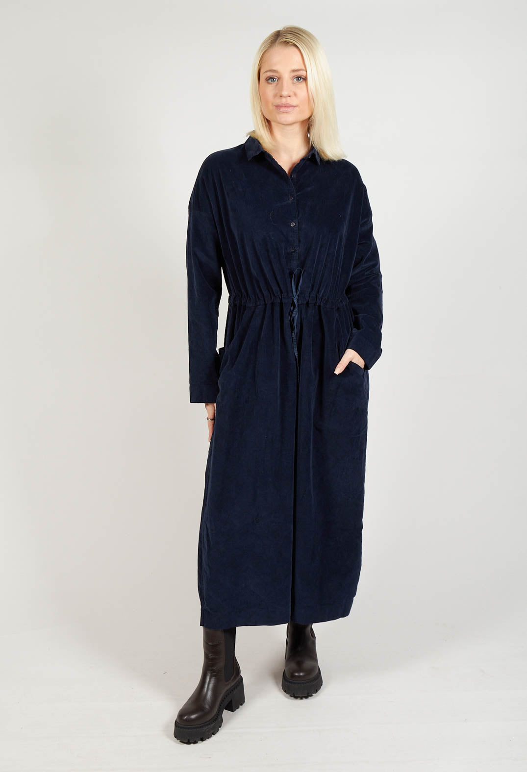 Oversized Collar Jumpsuit V in Ink