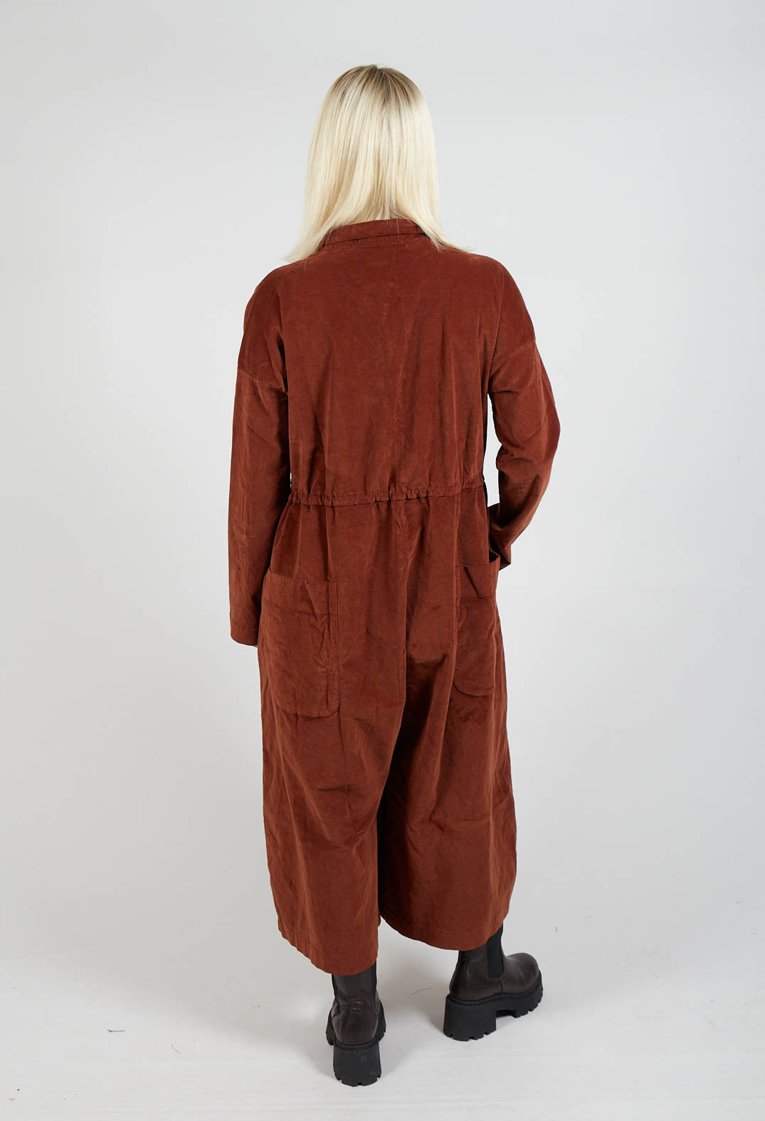 Oversized Collar Jumpsuit V in Rust