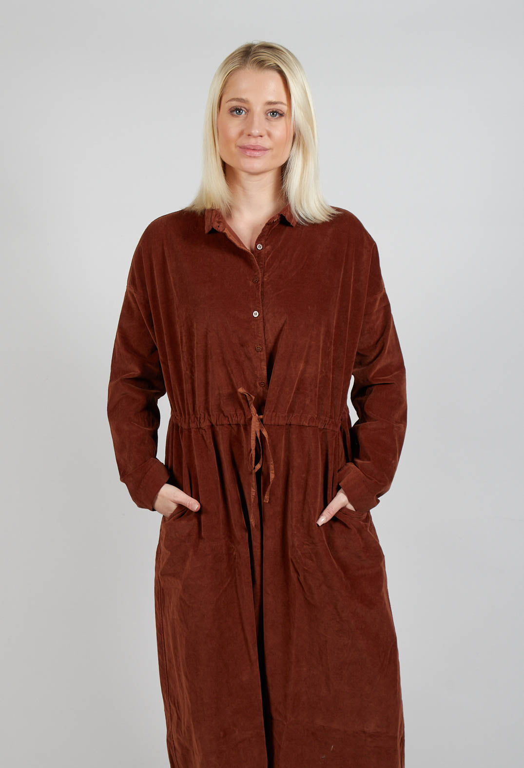 Oversized Collar Jumpsuit V in Rust