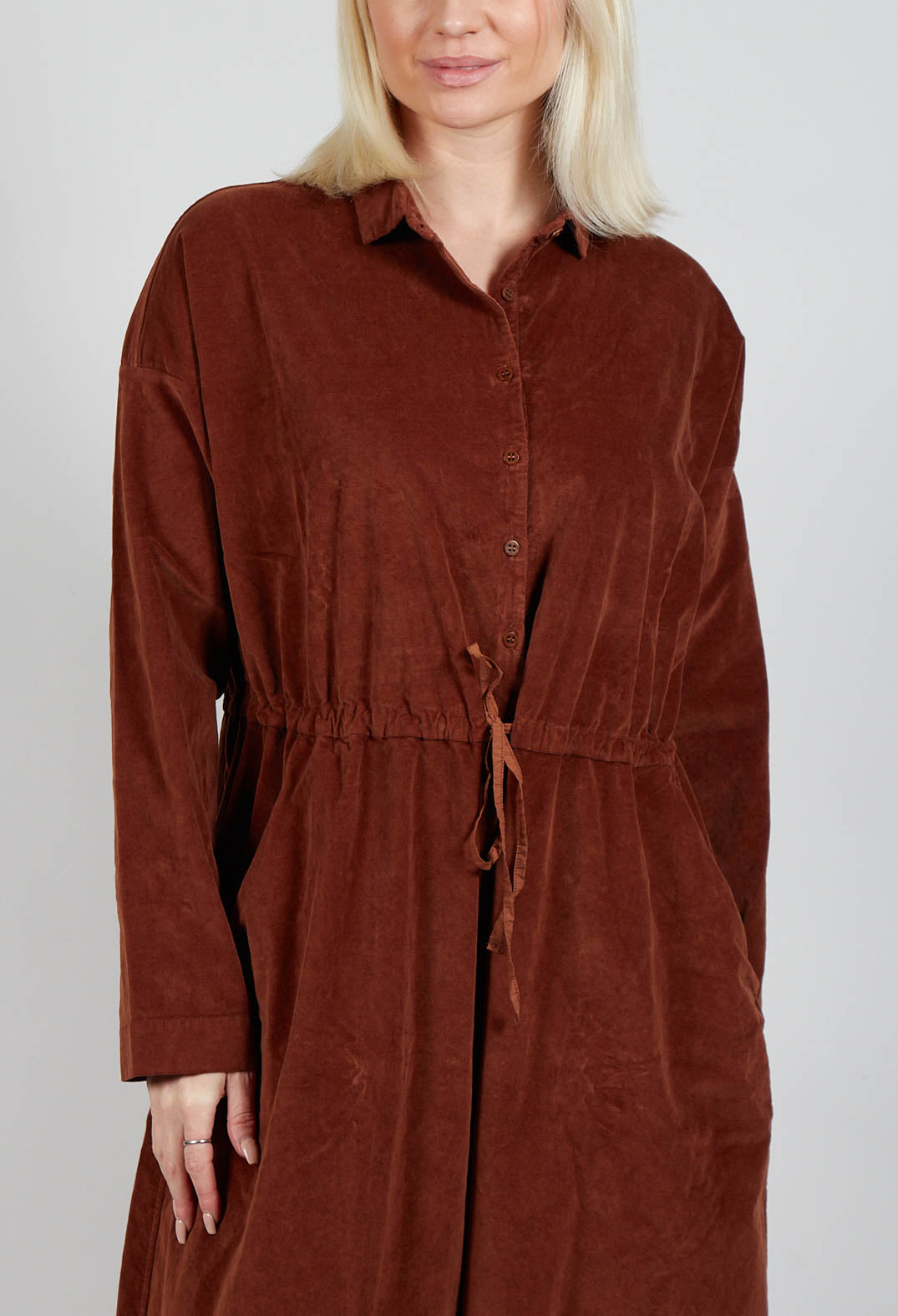 Oversized Collar Jumpsuit V in Rust