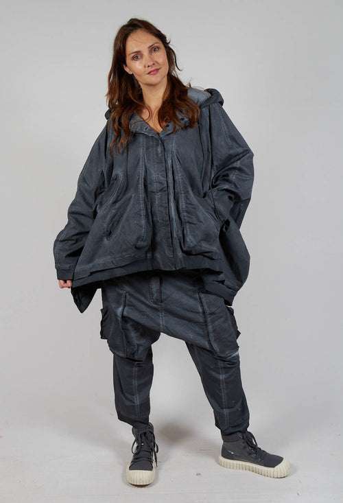 Oversized Hooded Jacket in Coal Cloud