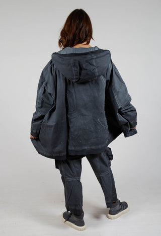 Oversized Hooded Jacket in Coal Cloud