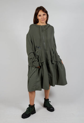 Oversized Jersey Coat with Contrasting Hem in Camp Print