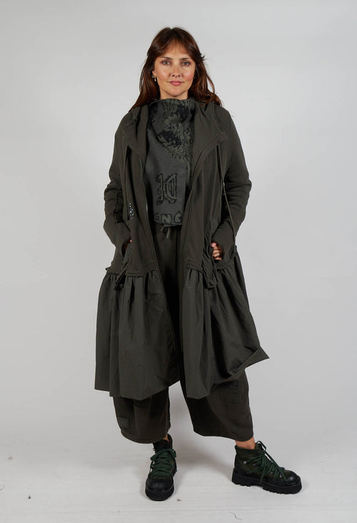 Oversized Jersey Coat with Contrasting Hem in Jungle Print