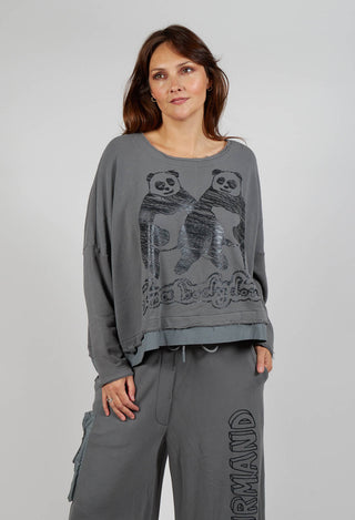 Oversized Jersey Top with Motif in Rock Print