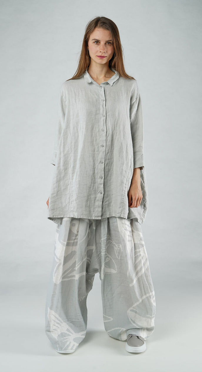 PRE-ORDER - Oversized Linen Shirt in Grey