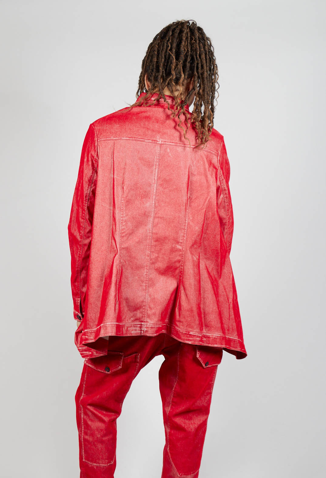 Oversized Longline Jacket in Cardinal Flock