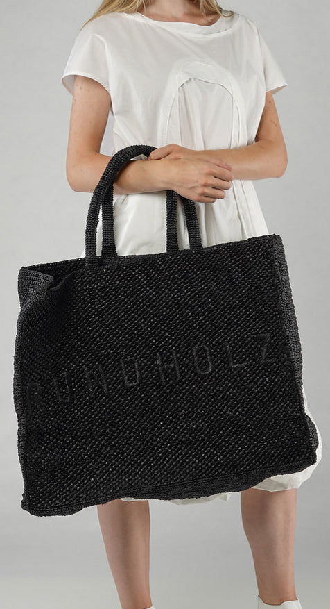 PRE-ORDER -  Oversized Raffia Tote Bag in The (Pictured in Black)