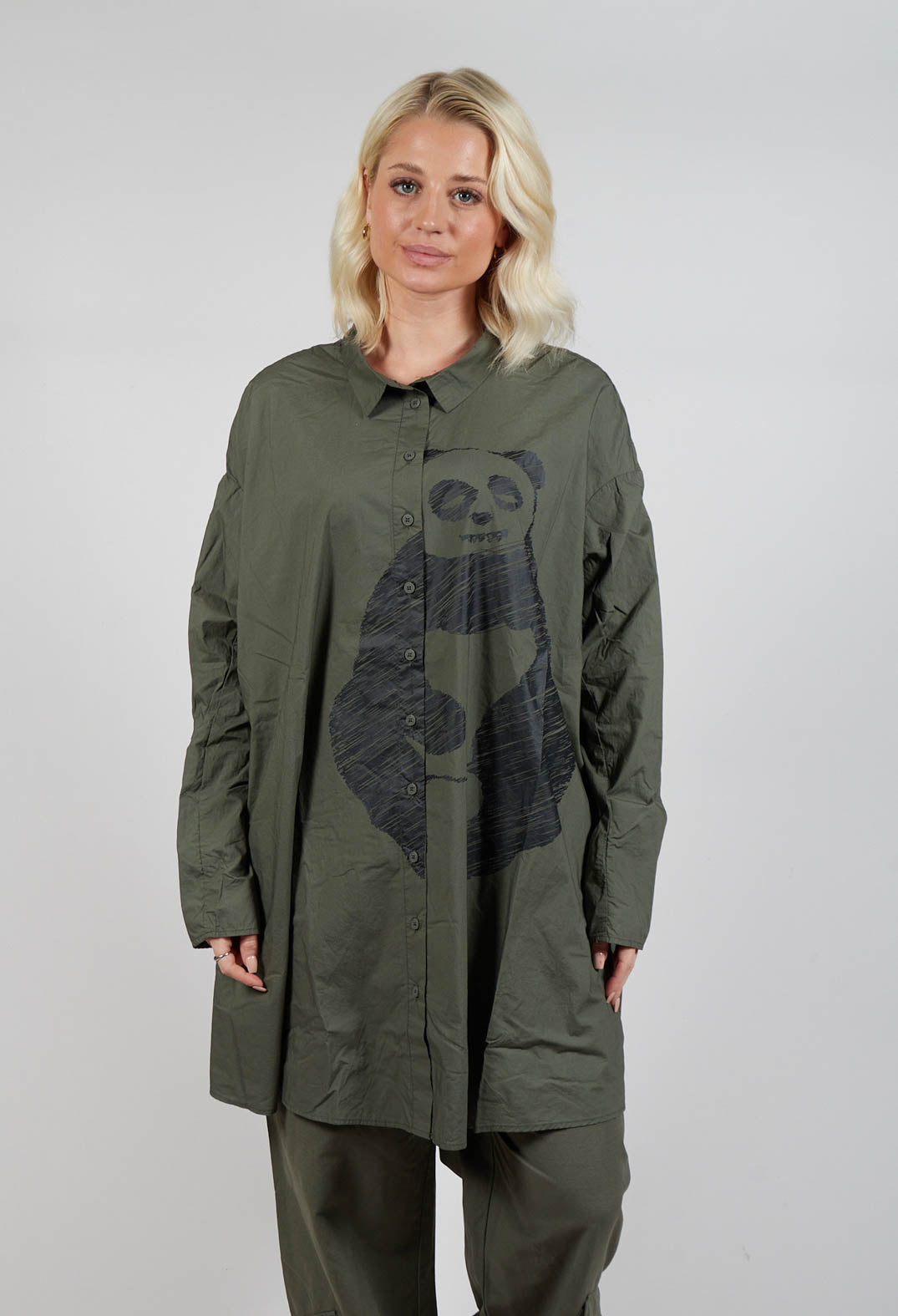 Oversized Shirt Dress in Camp Print