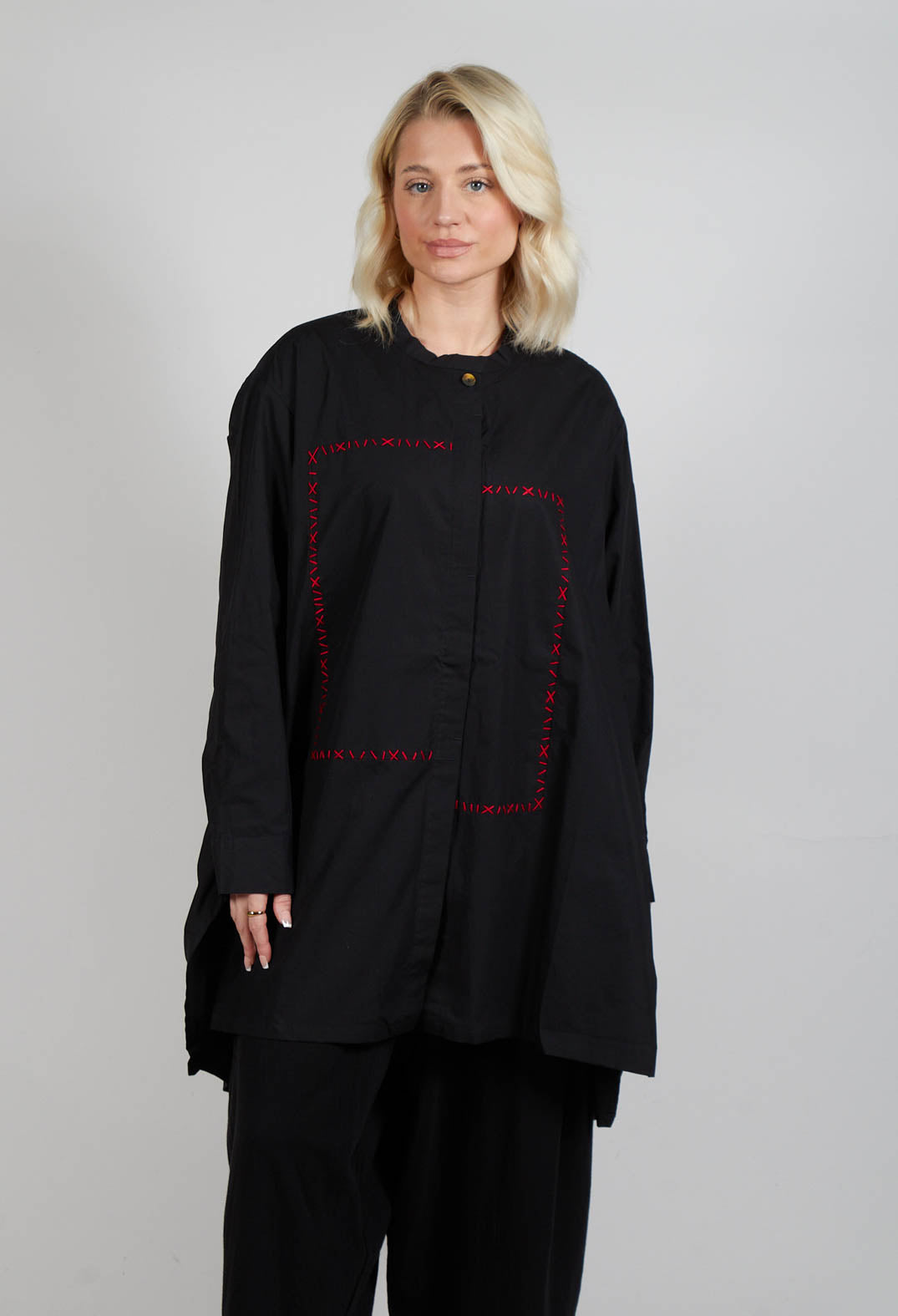 Oversized Stitch Shirt in Black