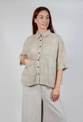 Oversized Wool Shirt in Beige Check