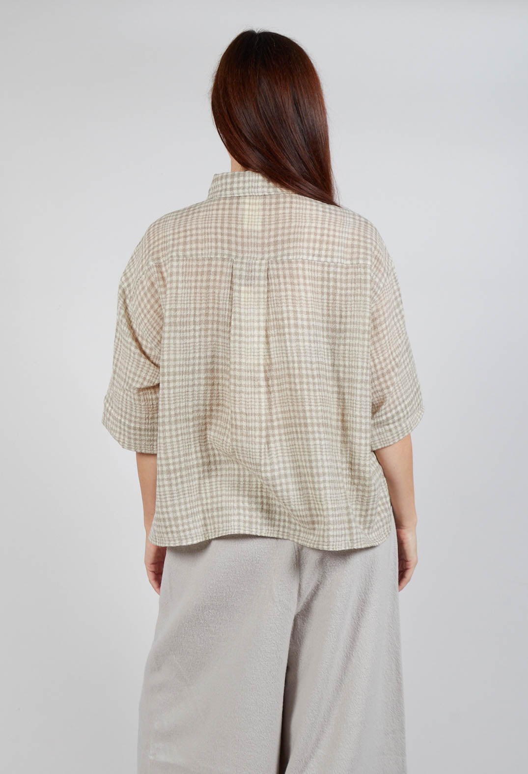 Oversized Wool Shirt in Beige Check