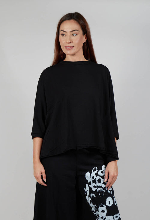 Overszied Dipped Hem Top in Black