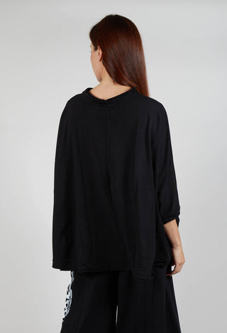 Overszied Dipped Hem Top in Black