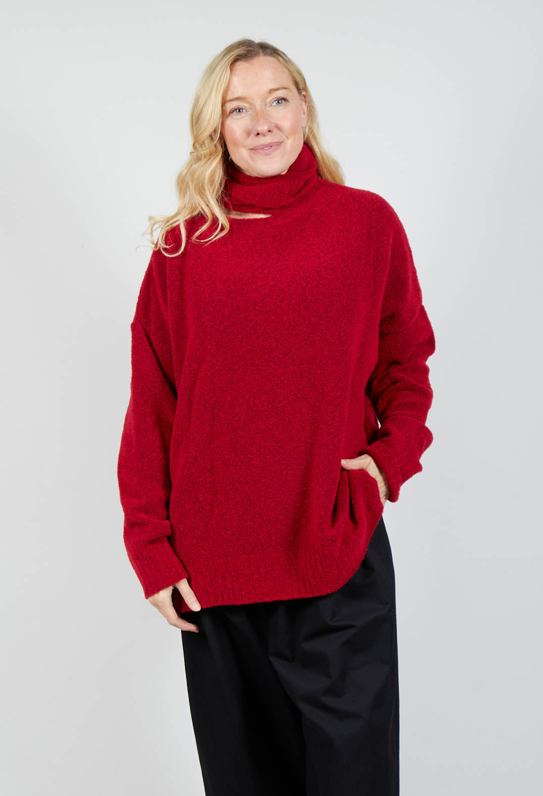 Pablo Knitted Jumper in Fire Red