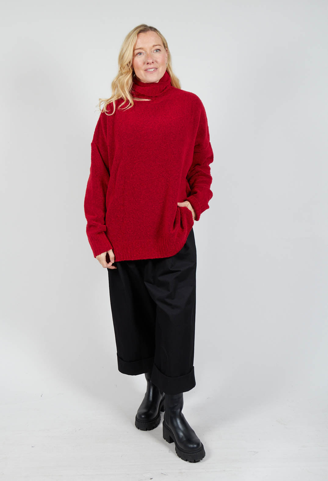 Pablo Knitted Jumper in Fire Red