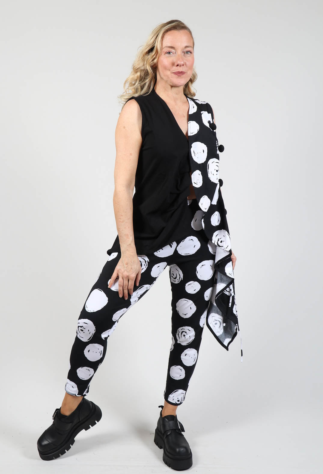 Paint Polka Dot Print Leggings in Black Olivia May