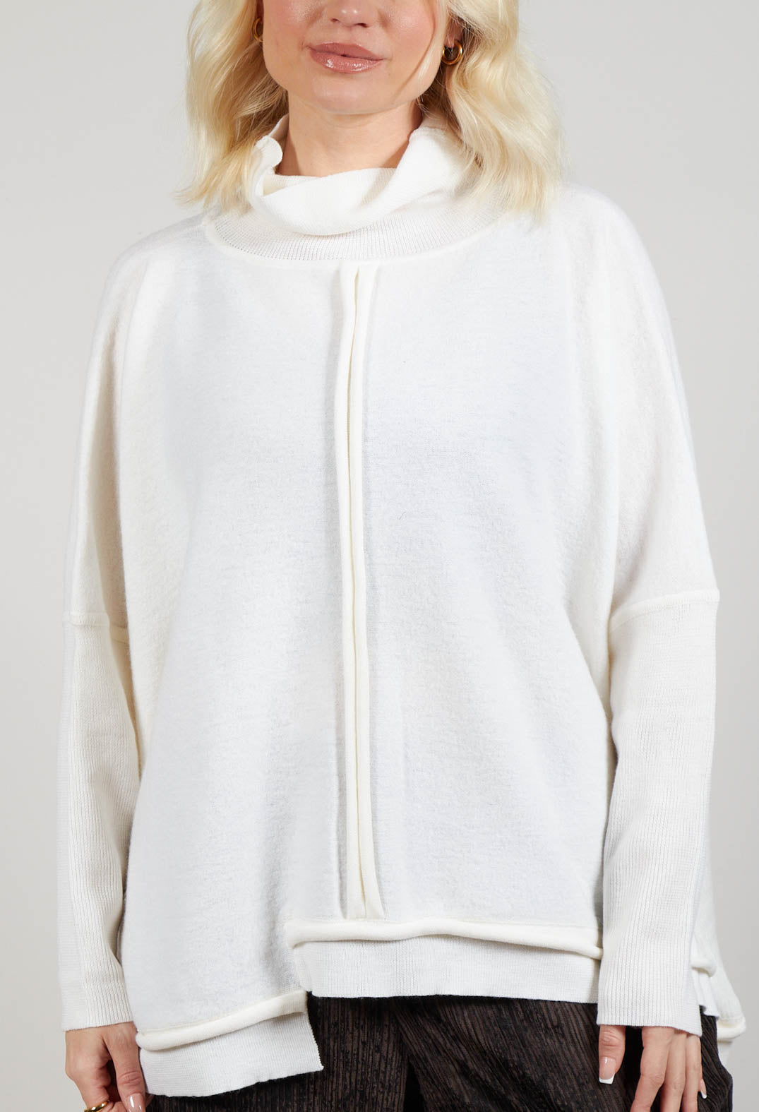 Panelled Knit Jumper in Cream